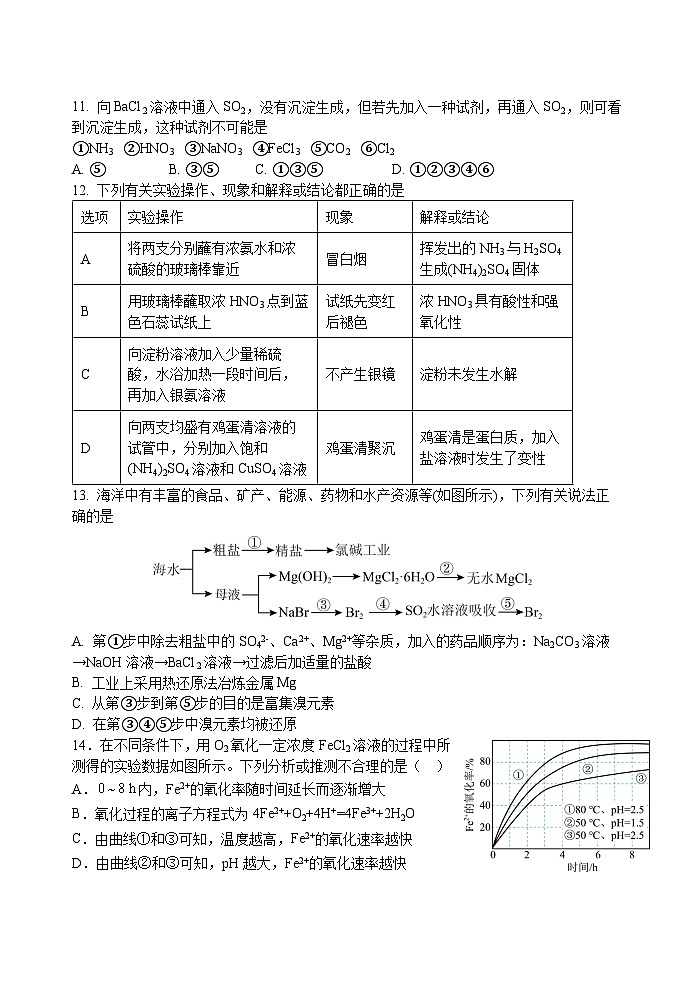 四川省绵阳市三台中学校2023-2024学年高一下学期期末适应性考试化学试题03