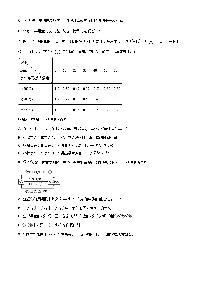四川省成都市第七中学2023-2024学年高一下学期期中考试化学试题（Word版附解析）03