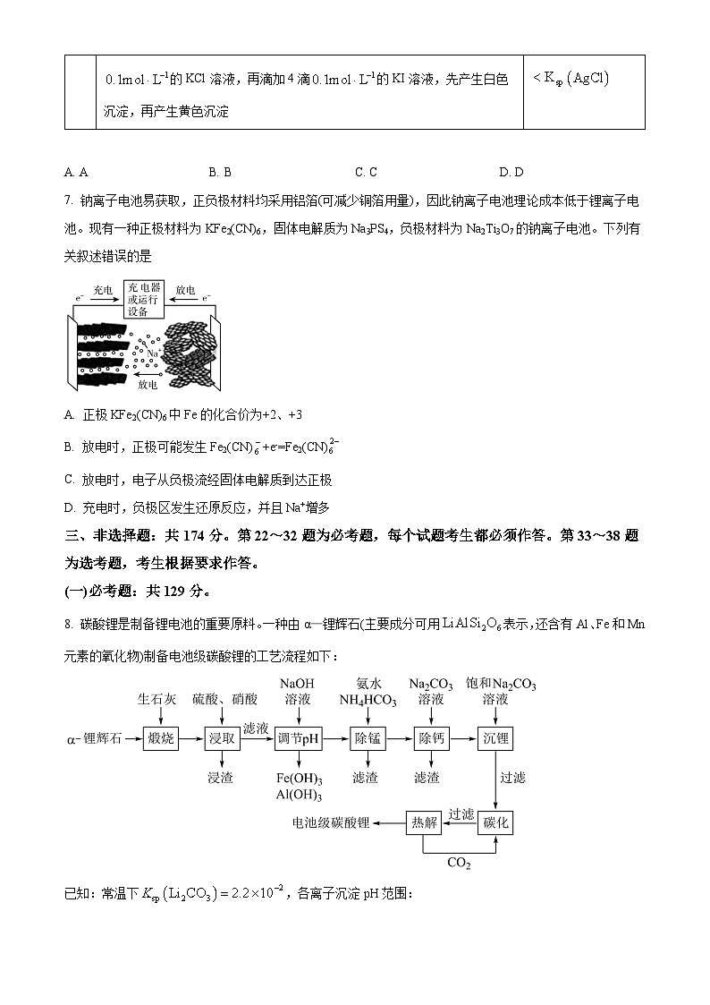 四川省峨眉市第二中学2024届高三下学期适应性考试暨押题理科综合试题-高中化学 Word版无答案第3页