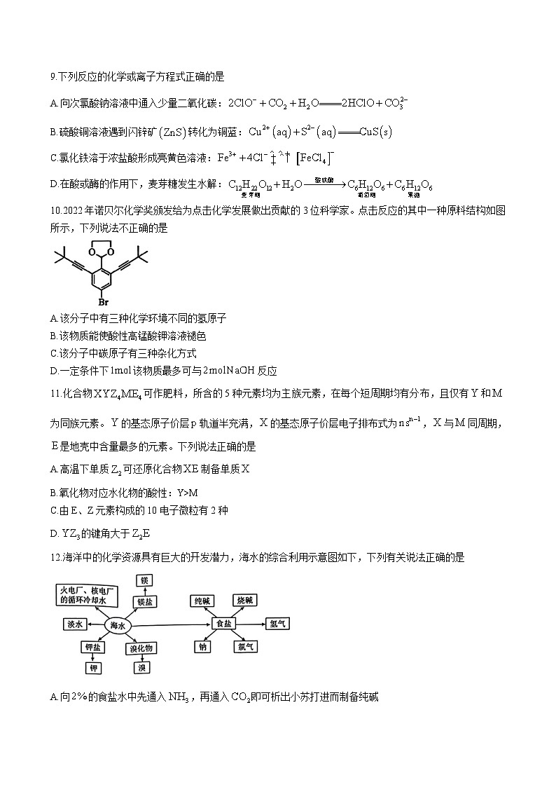 浙江省2024届高三上学期12月适应性考试化学试卷（含解析）第3页