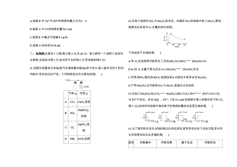 鲁科版高中化学必修第一册第3章物质的性质与转化测试含答案03