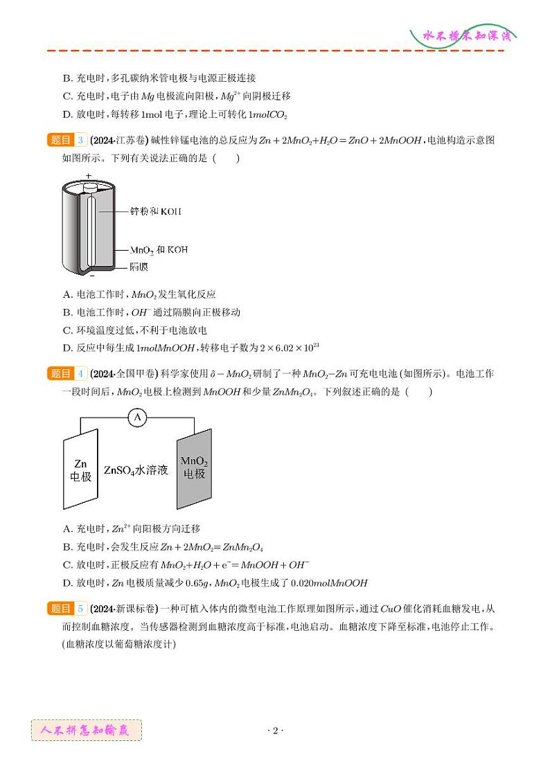 电化学及其应用--2024年高考真题和模拟题化学好题汇编02