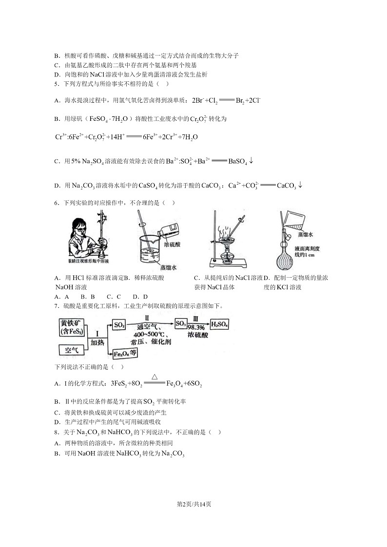 [化学]2024北京高考真题试卷及答案02
