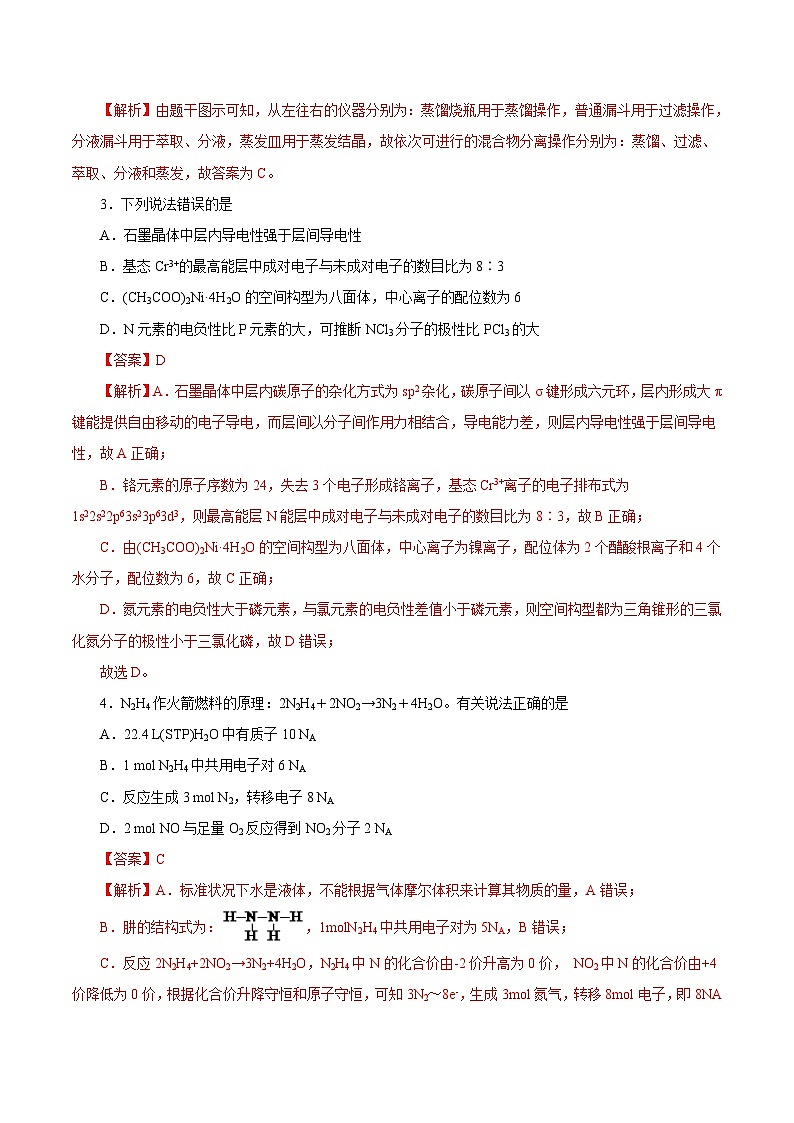 化学-秋季高三开学摸底考试卷（山东专用）0102