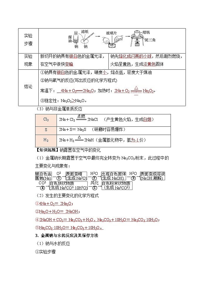 （人教版）新高一化学暑假衔接第05讲 钠及钠的氧化物（学生版+教师版）讲义02