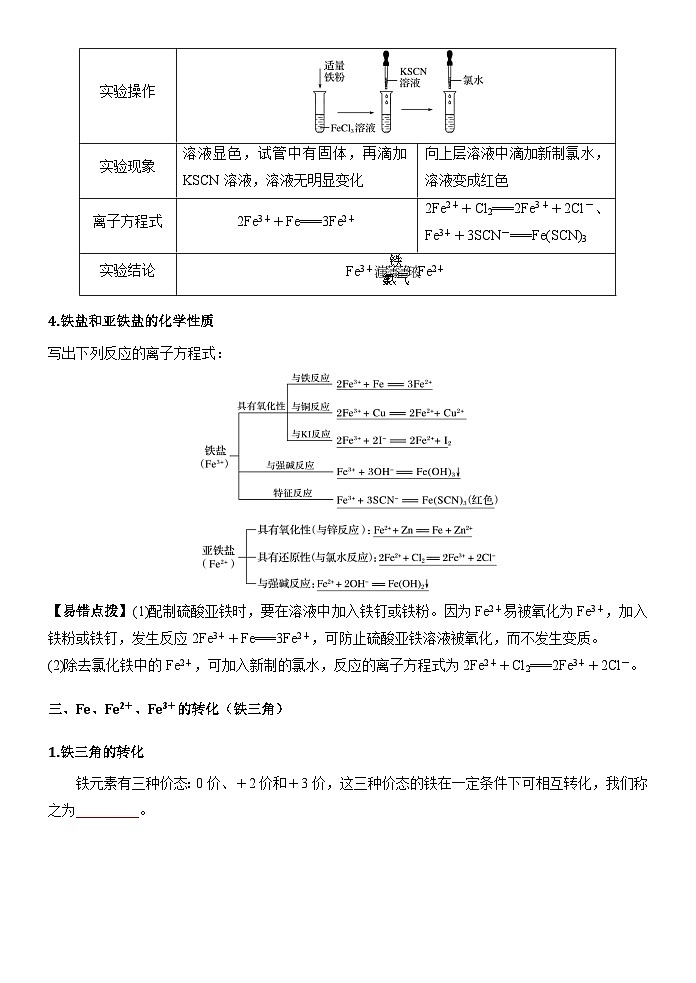 （人教版）新高一化学暑假衔接第14讲 铁的氢氧化物和铁盐、亚铁盐（学生版+教师版）讲义03