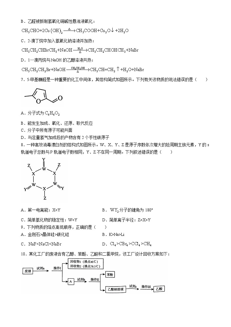 2024武汉新洲区高二下学期6月期末化学试题含答案第2页