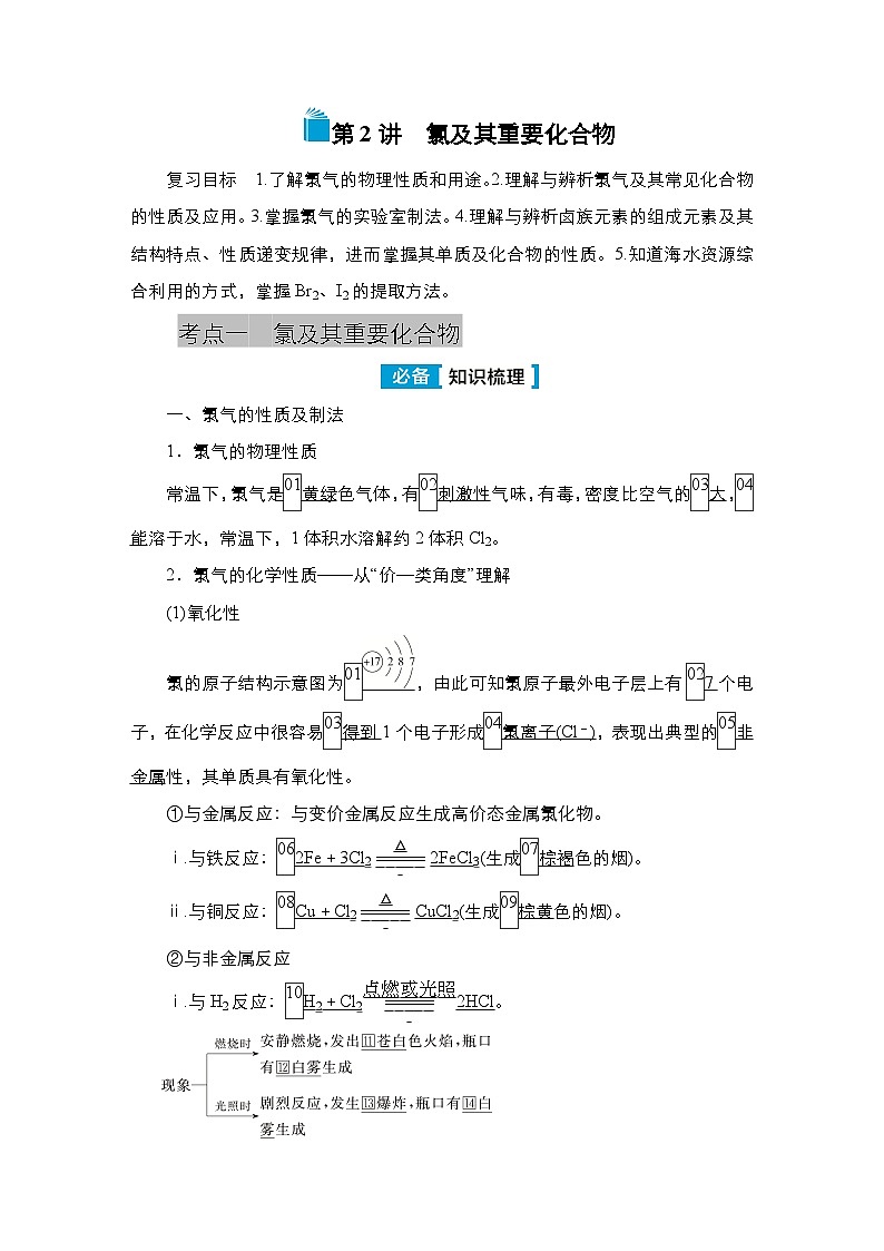 第四单元 第二讲 氯及其重要化合物-2025年高考化学一轮复习方案课件01