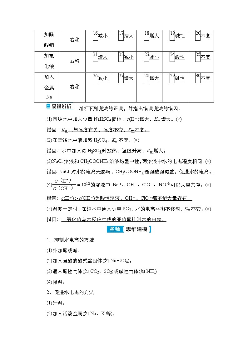 第七单元 第二讲 水的电离和溶液的pH-2025年高考化学一轮复习方案课件02
