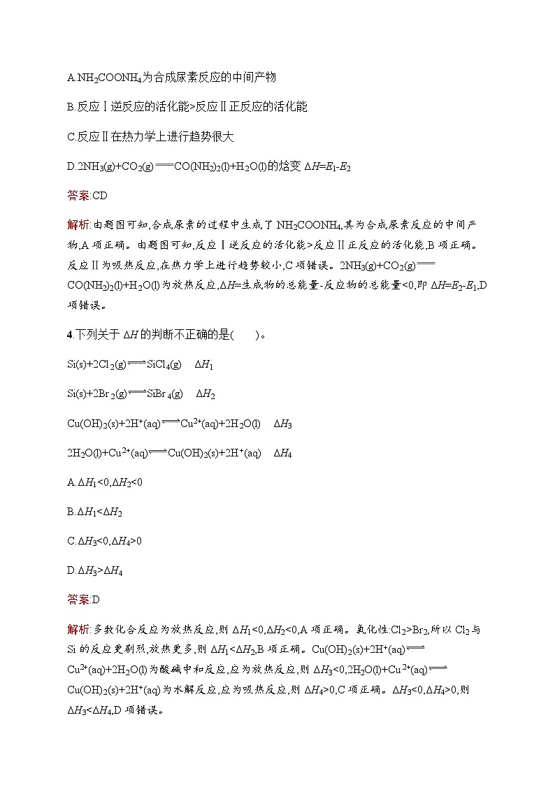 人教版高考化学一轮复习考点练15化学反应的热效应含答案03