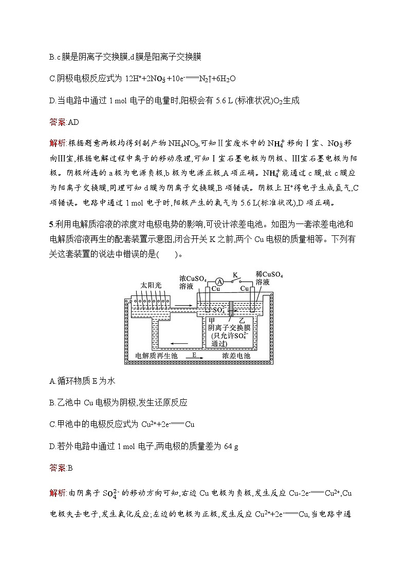 人教版高考化学一轮复习考点练17电解池金属的腐蚀与防护含答案03