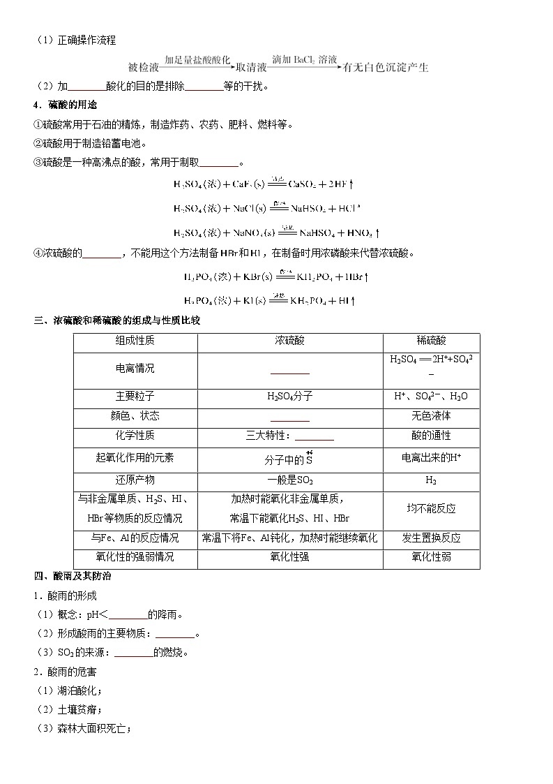 第15讲 硫酸-【暑假自学课】2023年新高一化学暑假精品课（鲁科版2019必修第一册）（原卷版）第3页