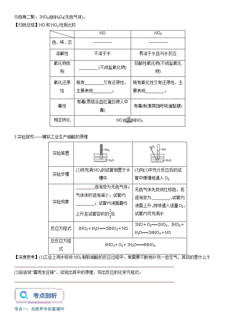 第16讲 氮的固定和氮的氧化物-【暑假自学课】2023年新高一化学暑假精品课（鲁科版2019必修第一册）（原卷版）第3页