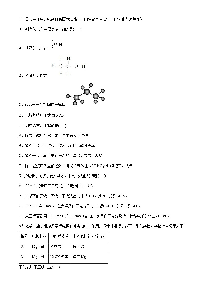 湖北省部分省级示范高中2023-2024学年高一下学期期末测试化学试题（含答案）第2页