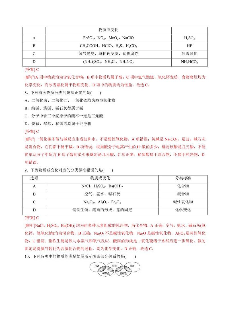 1.1.1物质及其反应的分类（物质的分类）(分层练习)-2023-2024学年高一化学同步精品课堂（苏教版2019必修第一册）（含答案）03