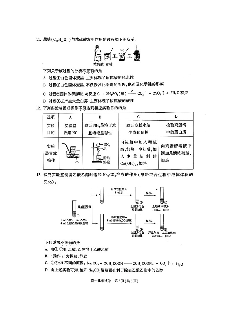 [化学][期末]2024北京朝阳高一下学期期末化学试卷及答案第3页