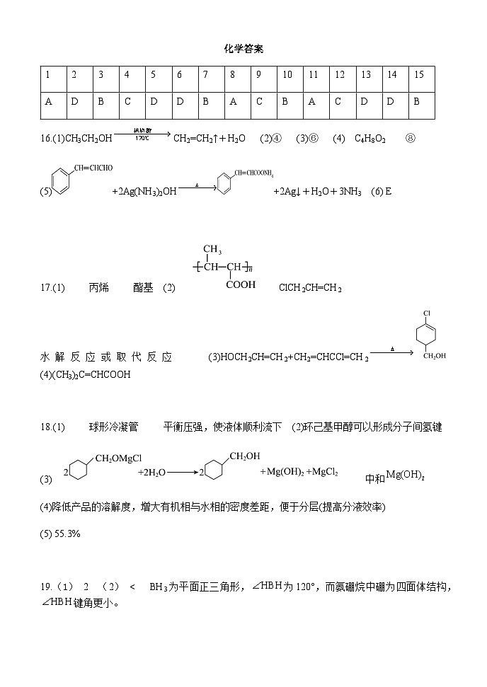 吉林省延边第二中学2023-2024学年高二下学期期末阶段监测化学试题（含答案）01