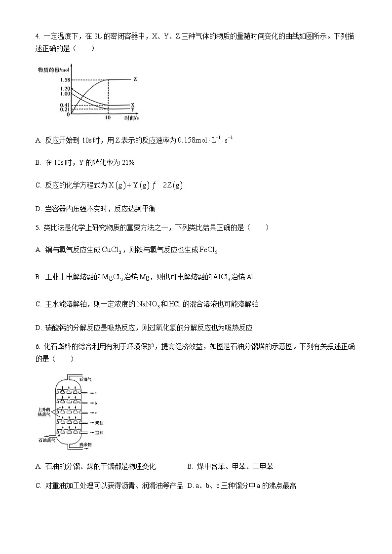 湖南省湖南师范大学附属中学2023-2024学年高一下学期期末考试化学试卷（含答案）第2页