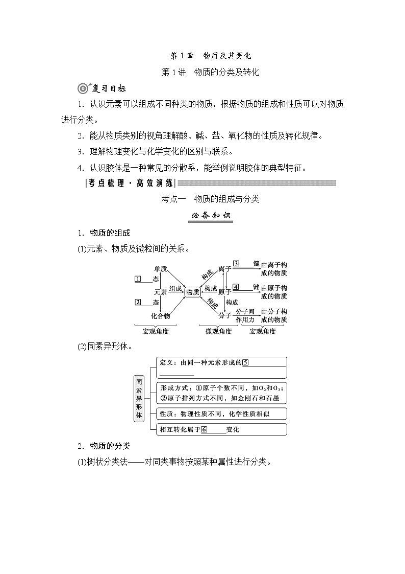 高考化学一轮复习第1章物质及其变化第1讲物质的分类及转化学案第1页