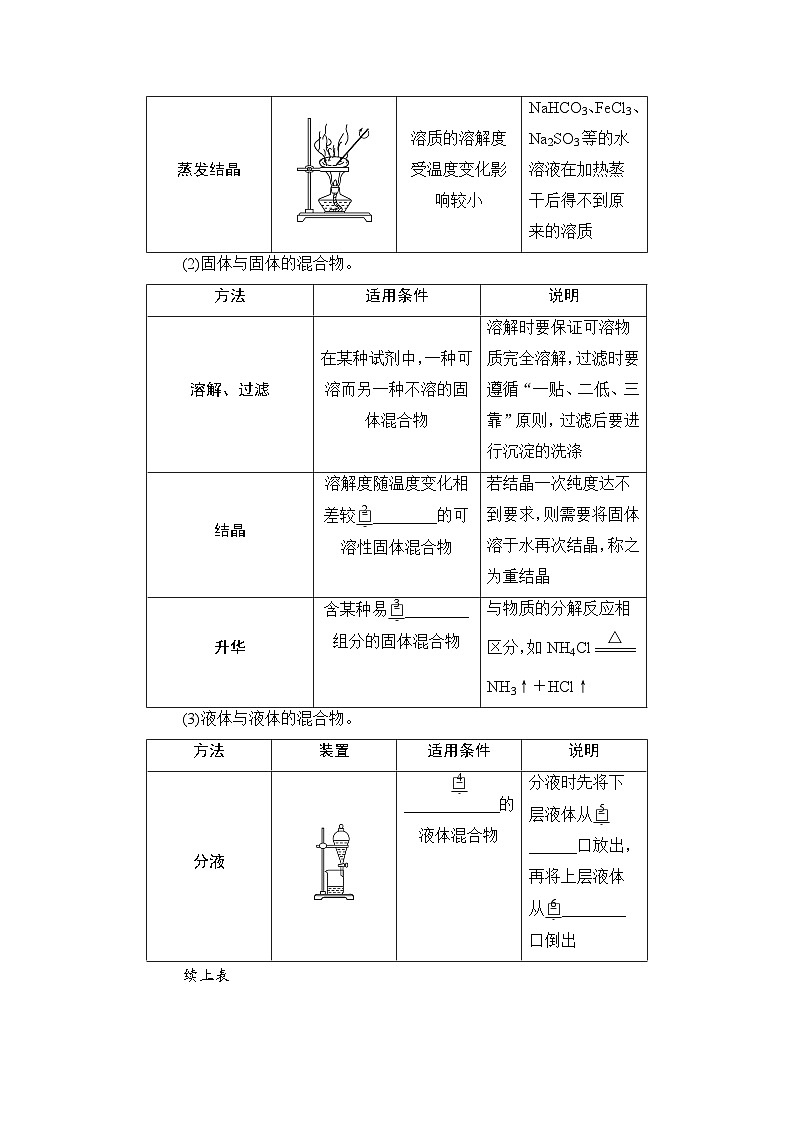 高考化学一轮复习第3章化学实验基础第11讲物质的分离和提纯学案02