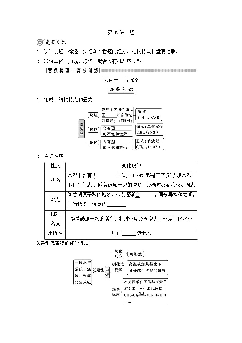 高考化学一轮复习第10章有机化学基础第49讲烃学案01