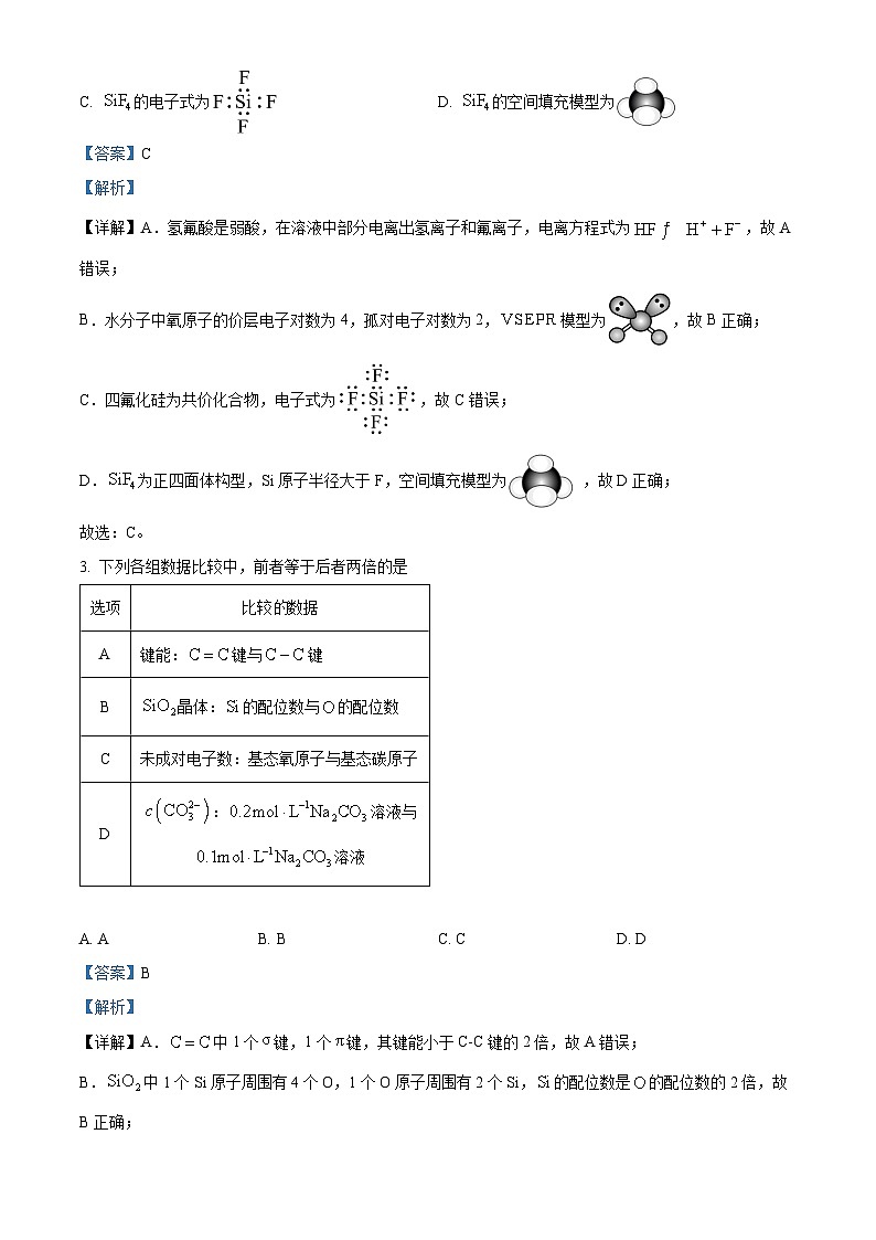 安徽省卓越县中联盟皖豫名校联盟2023-2024学年高二下学期4月期中联考化学试卷（Word版附解析）02
