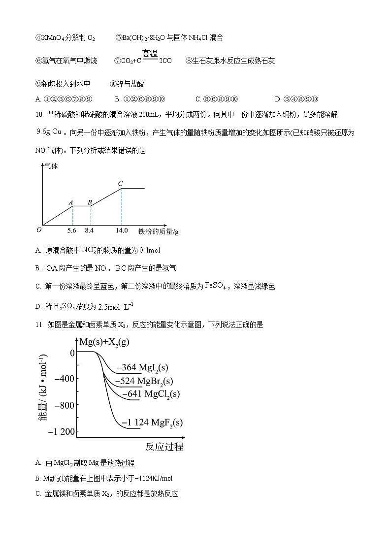 安徽省师范大学附属中学2023-2024学年高一下学期4月测试化学试题（Word版附解析）03
