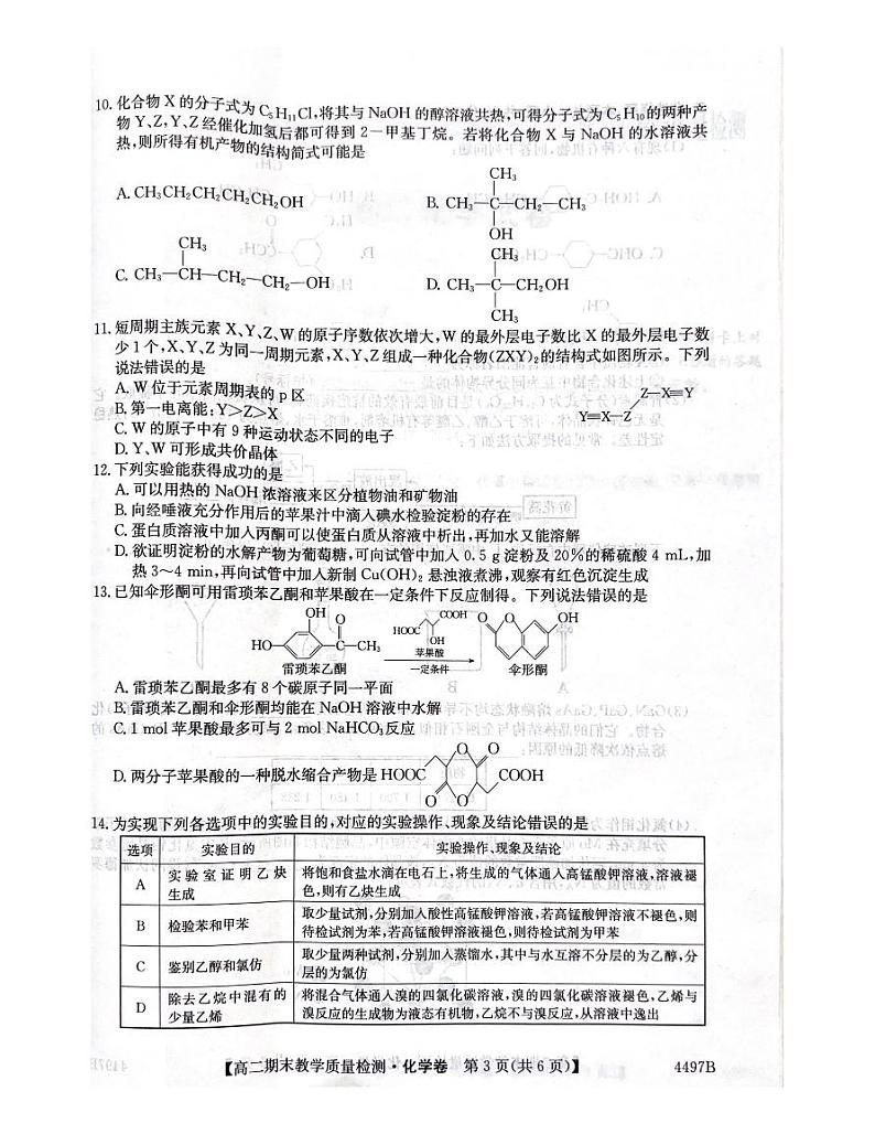 安徽省淮北市国泰中学2023-2024学年高二下学期7月期末考试化学试题（PDF版，含答案）03