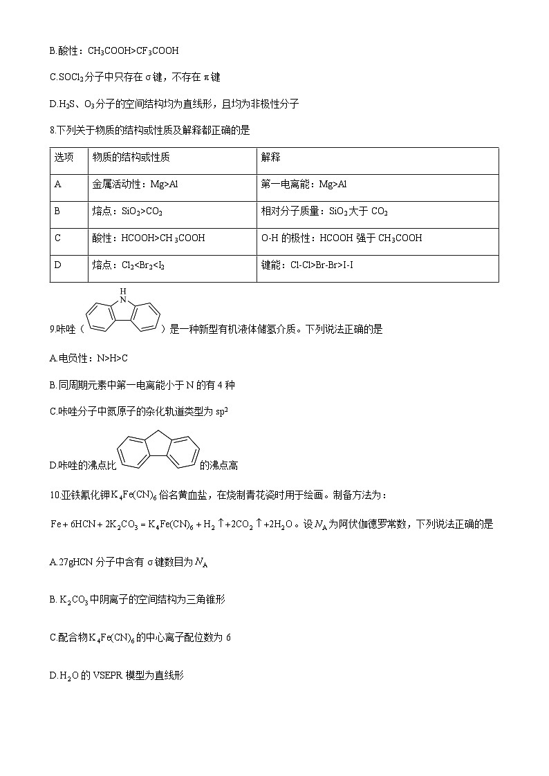 广东省广州市真光中学2023-2024学年高二下学期期末考试化学试卷（含答案）03
