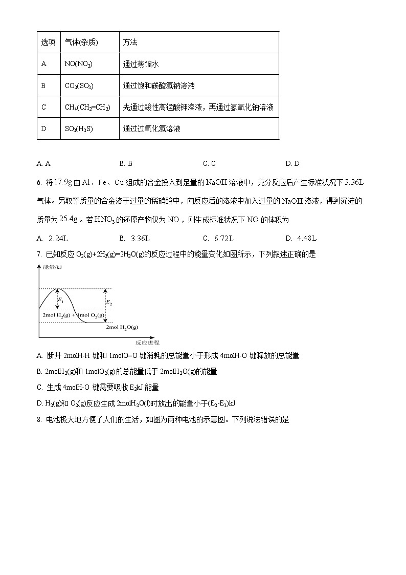 2024六安一中高一下学期6月期末考试化学试题含解析02