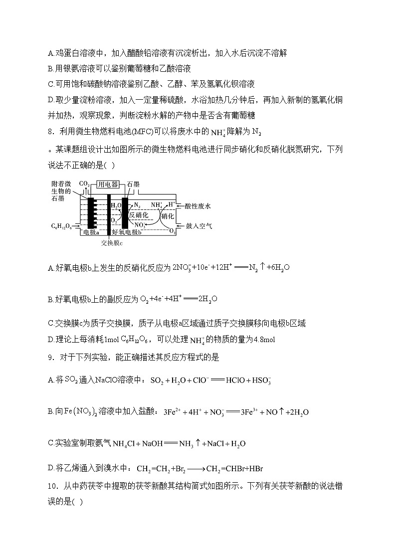 天津市第四十七中学2023-2024学年高一下学期6月第二次阶段性检测化学试卷(含答案)03