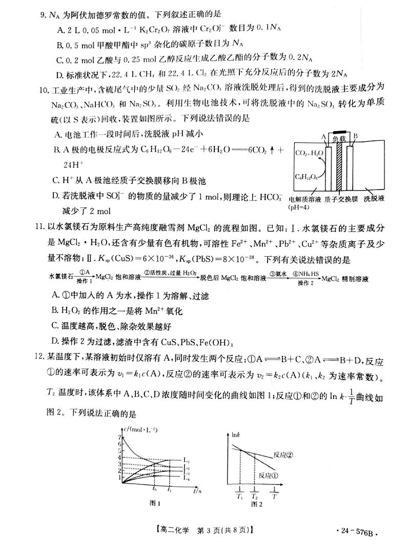 河北省邯郸市2023-2024学年高二第二(下)学期期末考试化学03