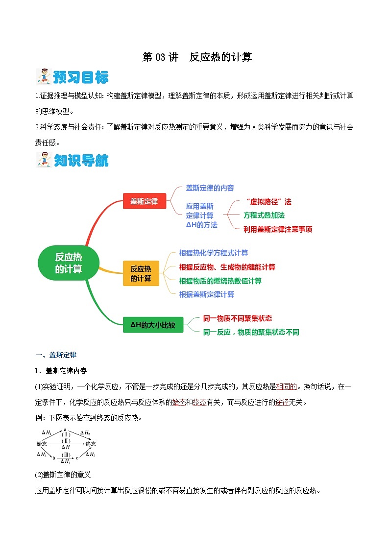 第03讲 反应热的计算（解析版）【暑假弯道超车】2024年新高二化学暑假讲义+习题（人教版2019选择性必修1）第1页