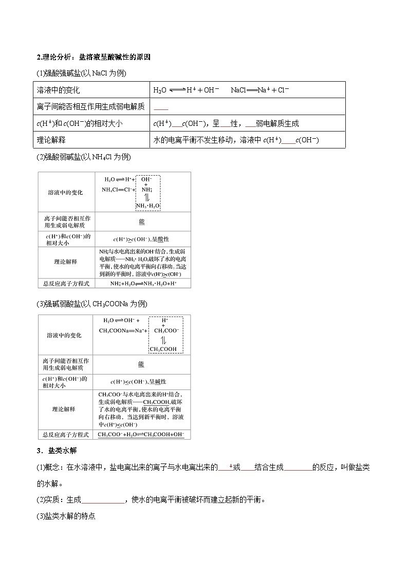 第18讲 盐类的水解 （原卷版）【暑假弯道超车】2024年新高二化学暑假讲义+习题（人教版2019选择性必修1）第2页