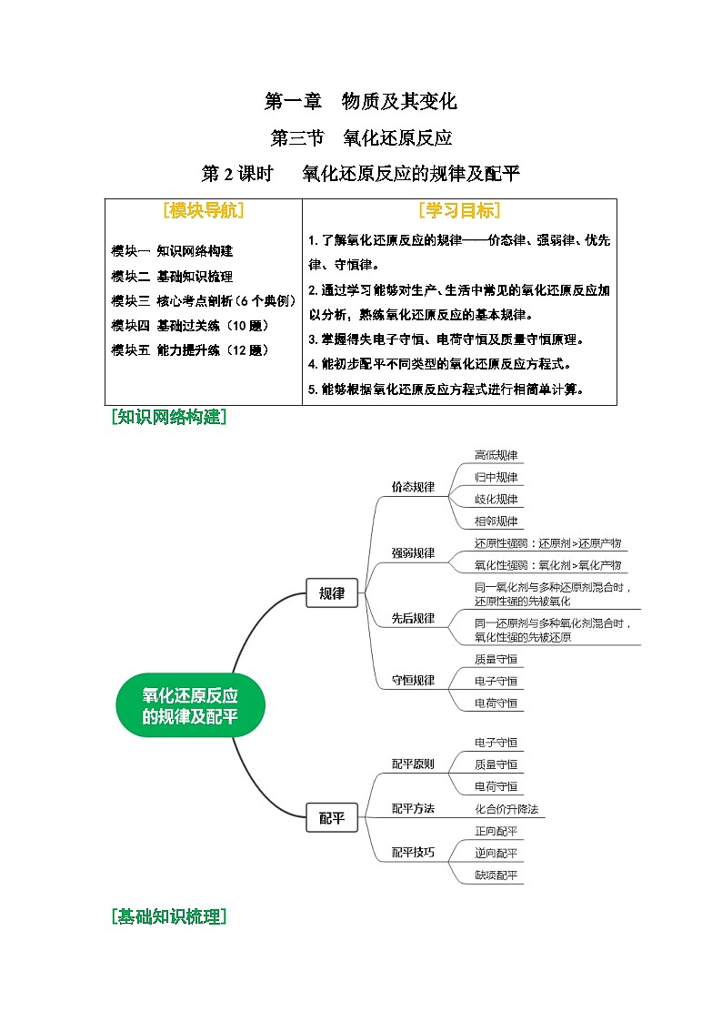第04讲 氧化还原反应的规律及配平-【暑假学与练】2024年新高一化学暑假精品讲义+分层练习（人教版2019必修第一册）（解析版）第1页