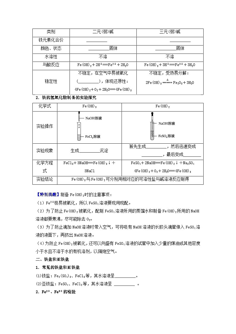 第13讲 铁的氢氧化物和铁盐、亚铁盐-【暑假学与练】2024年新高一化学暑假精品讲义+分层练习（人教版2019必修第一册）（原卷版）第2页