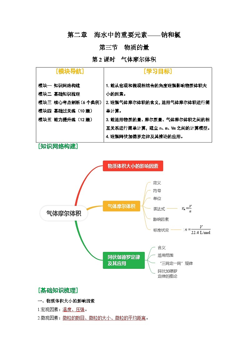 第10讲 气体摩尔体积-【暑假学与练】2024年新高一化学暑假精品讲义+分层练习（人教版2019必修第一册）（含答案）01