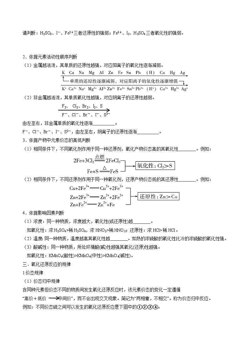 1.3.3 氧化还原反应的规律和应用-2024-2025学年新高一化学暑假新课重难点预习（人教版2019必修第一册）（含答案）02