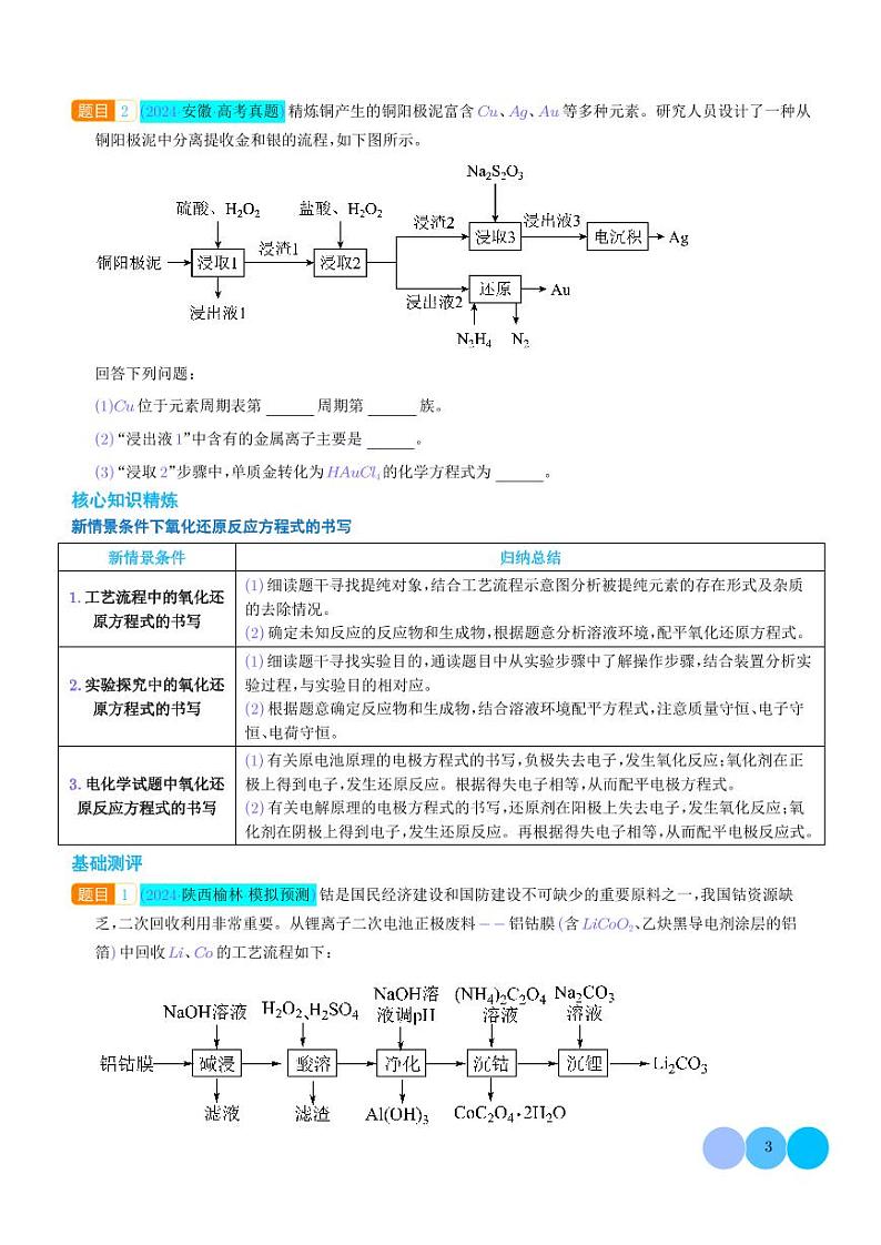 微专题 新情景条件下氧化还原反应方程式的书写（学生版）第3页