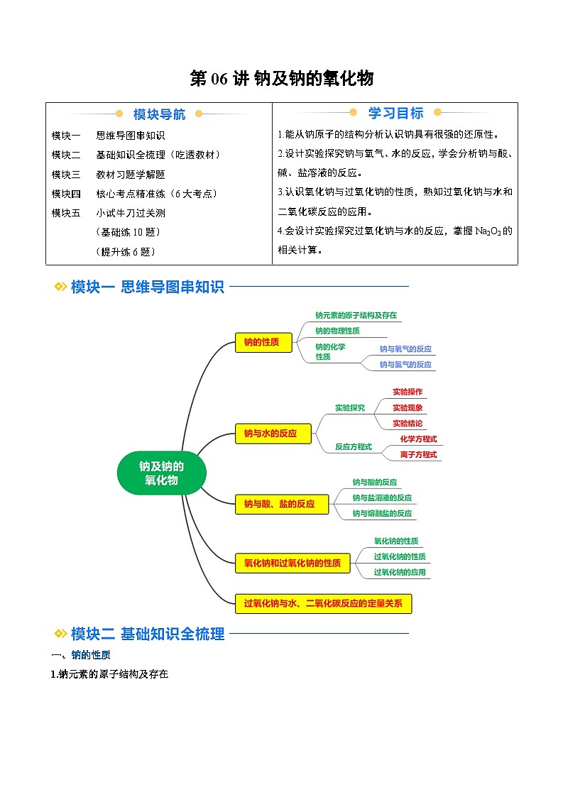 第06讲 钠及钠的氧化物（解析版）第1页