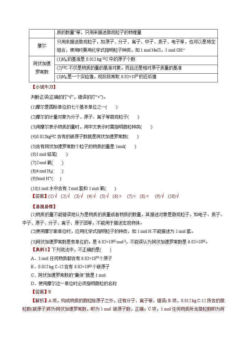 第5讲  物质的量与摩尔质量（知识讲解）（人教版）-【初升高】2023年初高中化学衔接先学课程第2页