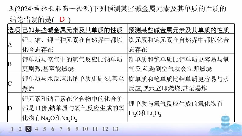 人教版高中化学必修第一册第4章物质结构元素周期律分层作业21原子结构与元素的性质课件第5页