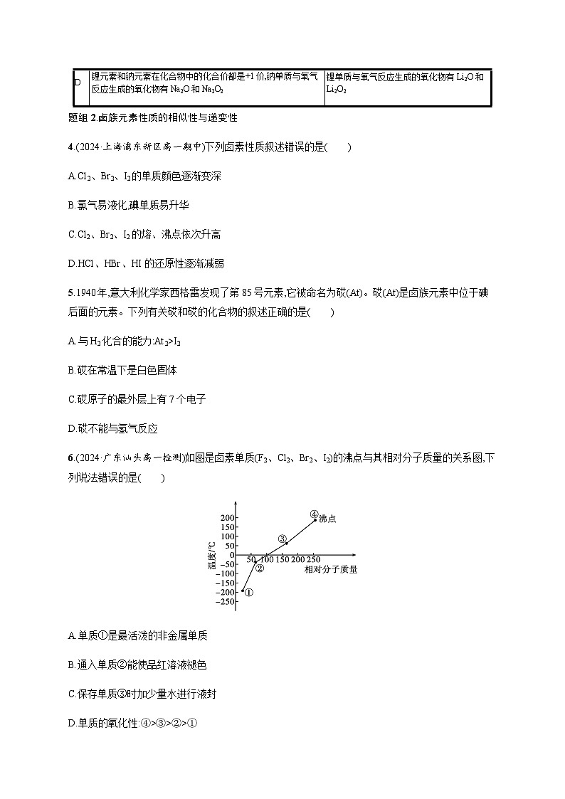 人教版高中化学必修第一册第4章物质结构元素周期律分层作业21原子结构与元素的性质含答案第2页