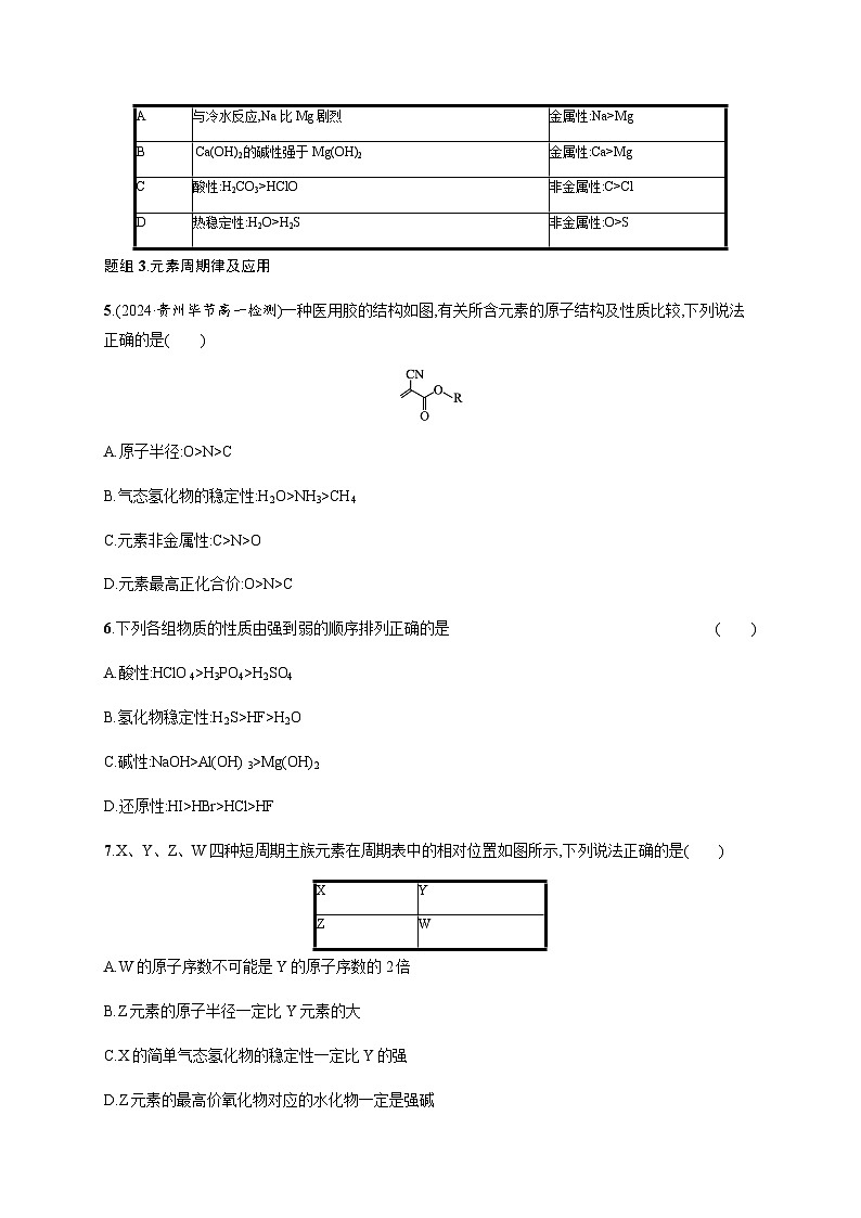 人教版高中化学必修第一册第4章物质结构元素周期律分层作业22元素性质的周期性变化规律含答案第2页