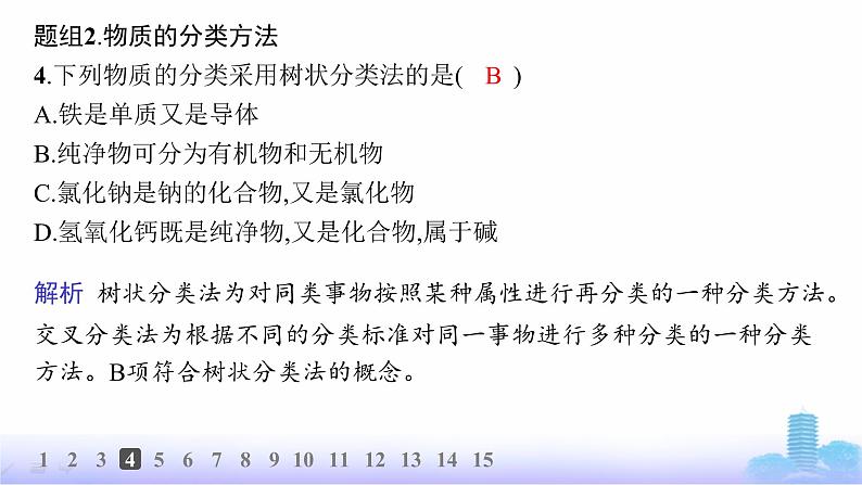 人教版高中化学必修第一册第1章物质及其变化分层作业1物质的分类课件第5页