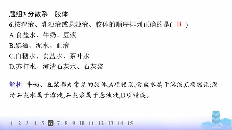 人教版高中化学必修第一册第1章物质及其变化分层作业1物质的分类课件第7页