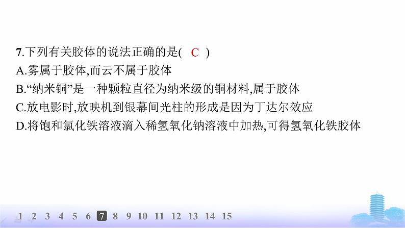 人教版高中化学必修第一册第1章物质及其变化分层作业1物质的分类课件第8页