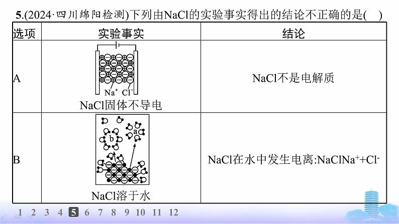 人教版高中化学必修第一册第1章物质及其变化分层作业3电解质的电离课件第7页