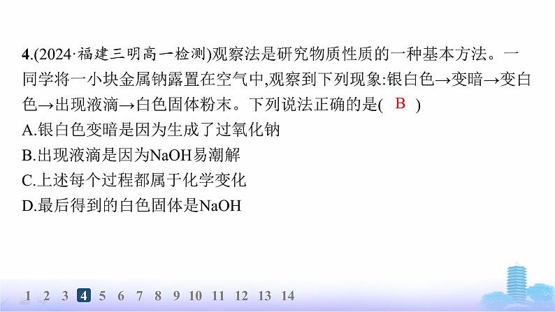 人教版高中化学必修第一册第2章海水中的重要元素——钠和氯分层作业7活泼的金属单质——钠课件第6页