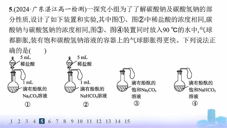 人教版高中化学必修第一册第2章海水中的重要元素——钠和氯分层作业9碳酸钠和碳酸氢钠、焰色试验课件第8页